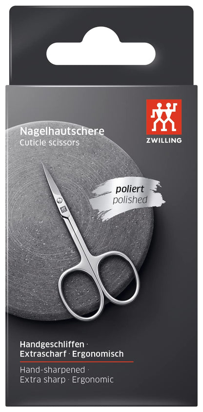 Side view of the 90 mm Zwilling Classic Inox cuticle scissors on a clean background.