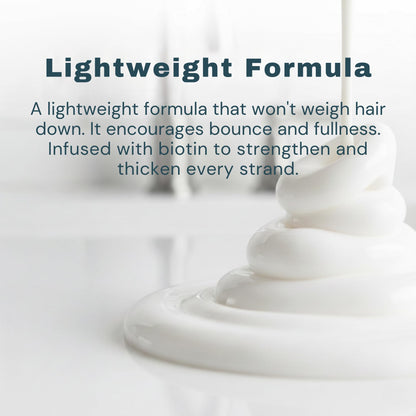 Premium imported USA biotin b complex conditioner bottle with pump dispenser overview