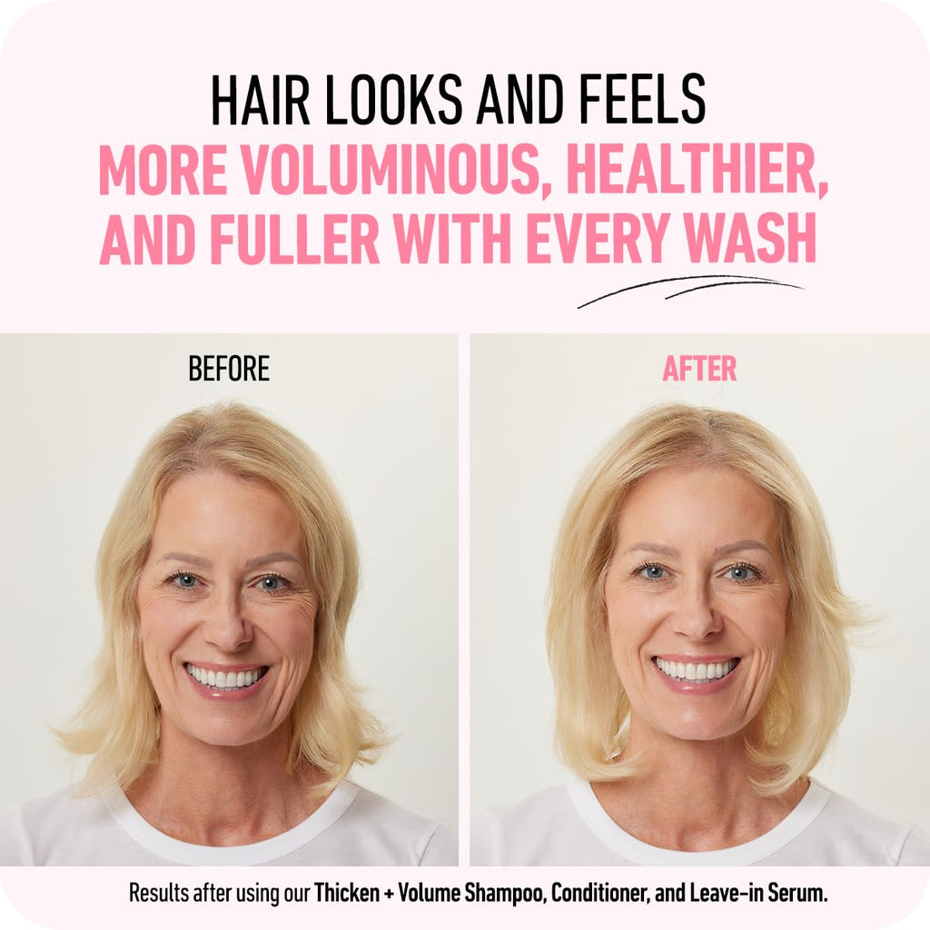 Model showing voluminous hair after using Boldify conditioner