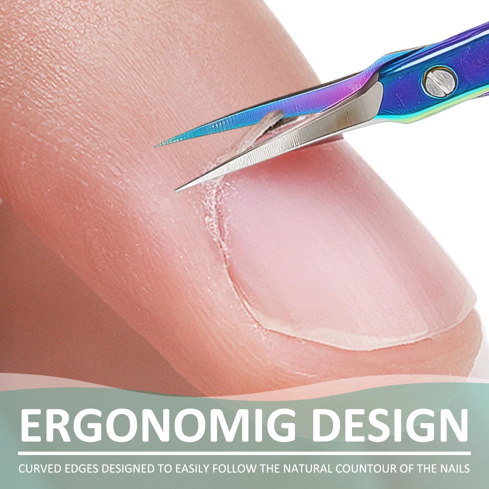 Robohook stainless steel grooming scissors being used for accurate eyebrow and eyelash trimming.