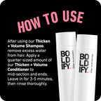 Boldify biotin conditioner displayed with key ingredients icon