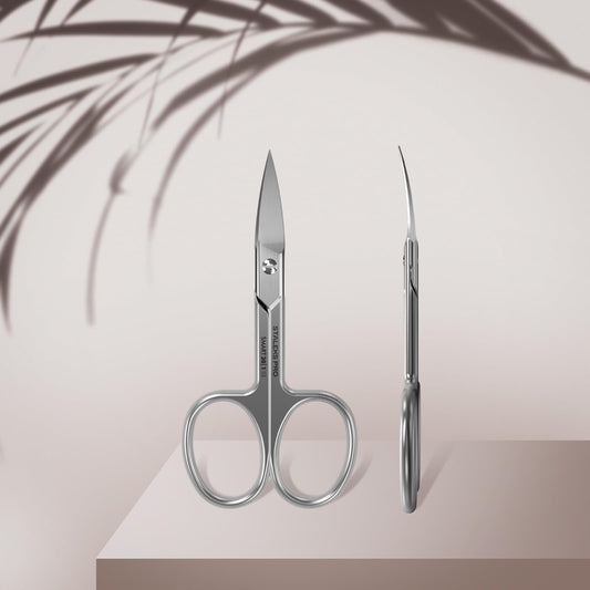 Staleks Professional Smart 30 stainless steel manicure scissors highlighting the wide blade design