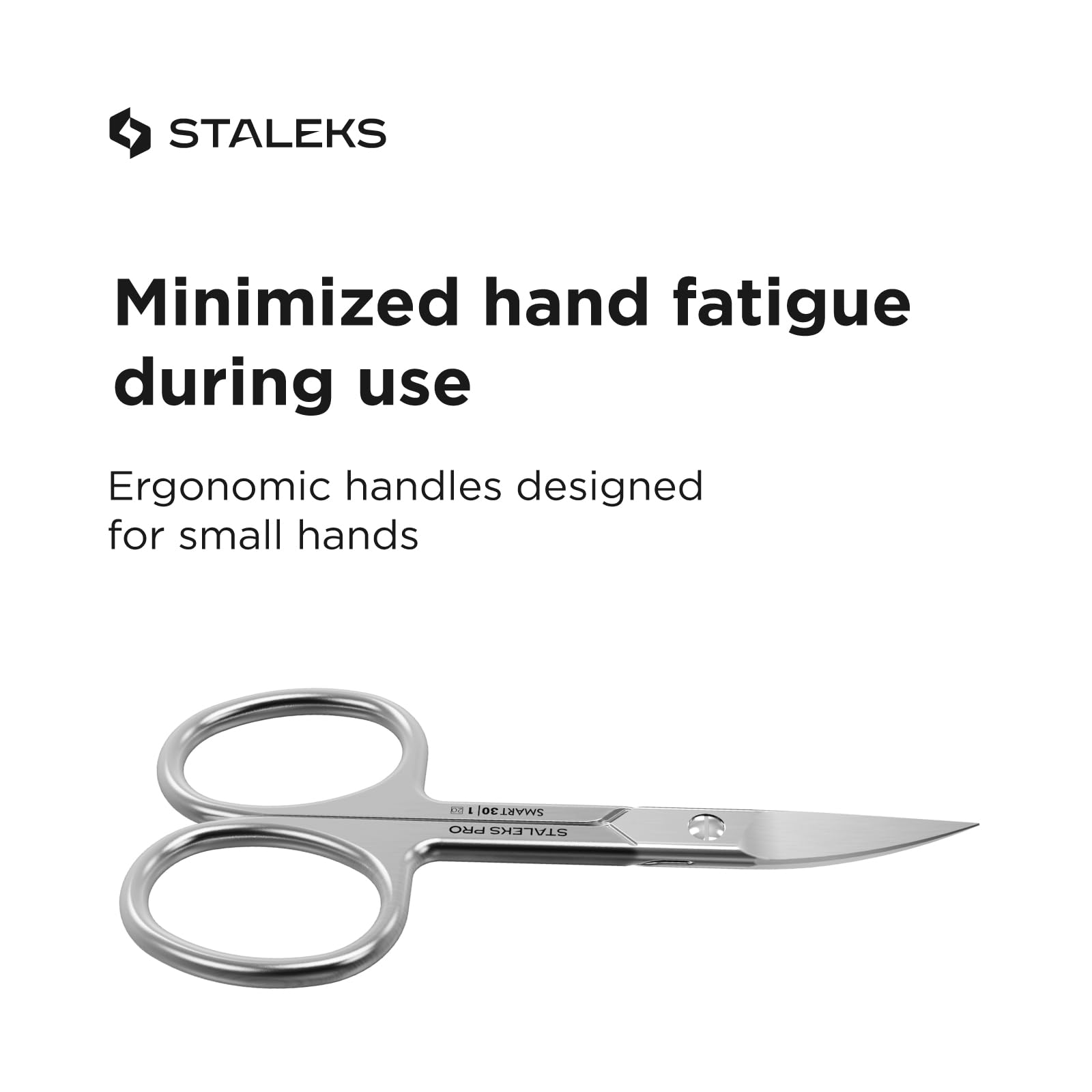 Premium satin finish on the Staleks Pro Smart 30 Type 1 stainless steel scissors