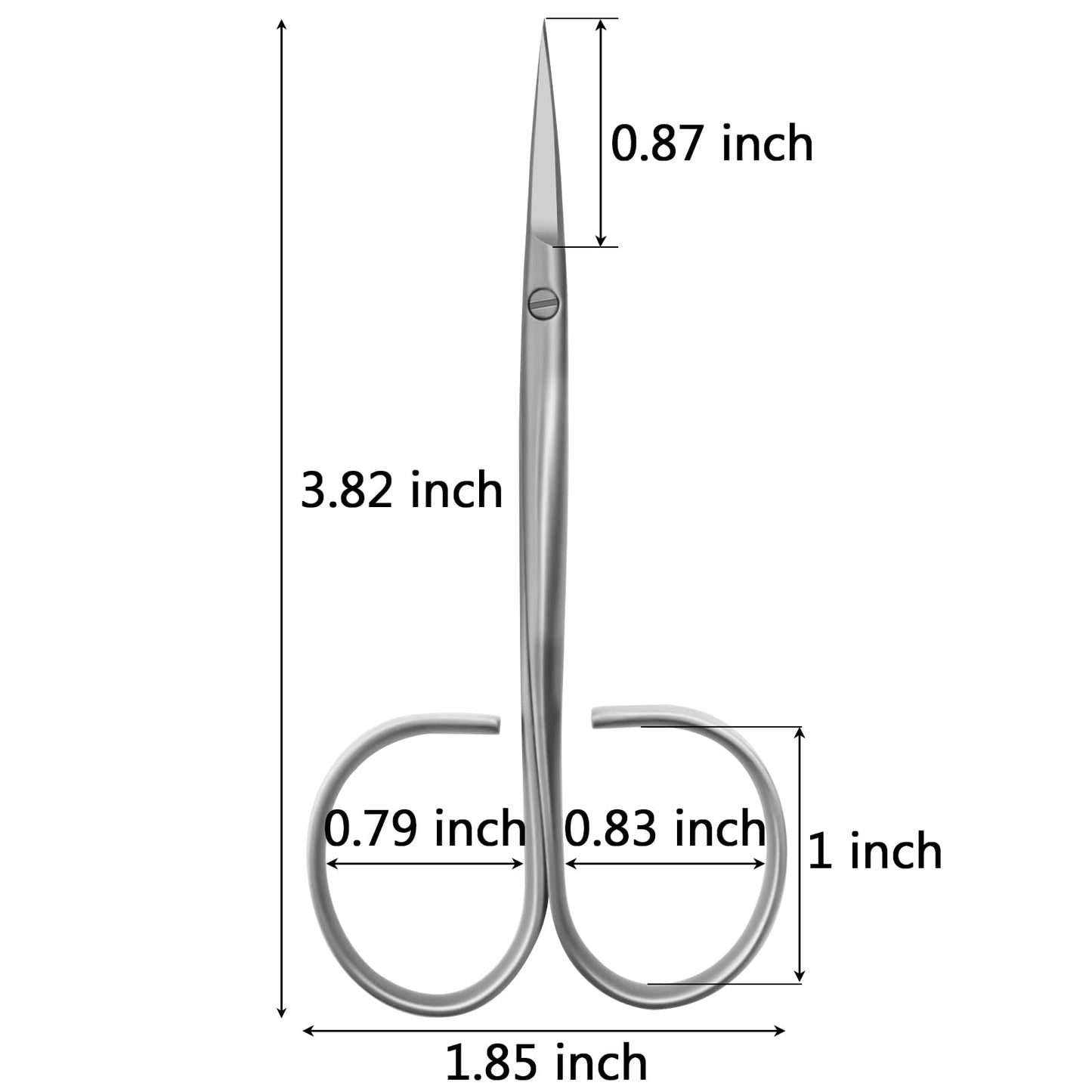 CGBE Curved Manicure Scissors showing the extra fine pointed tips.