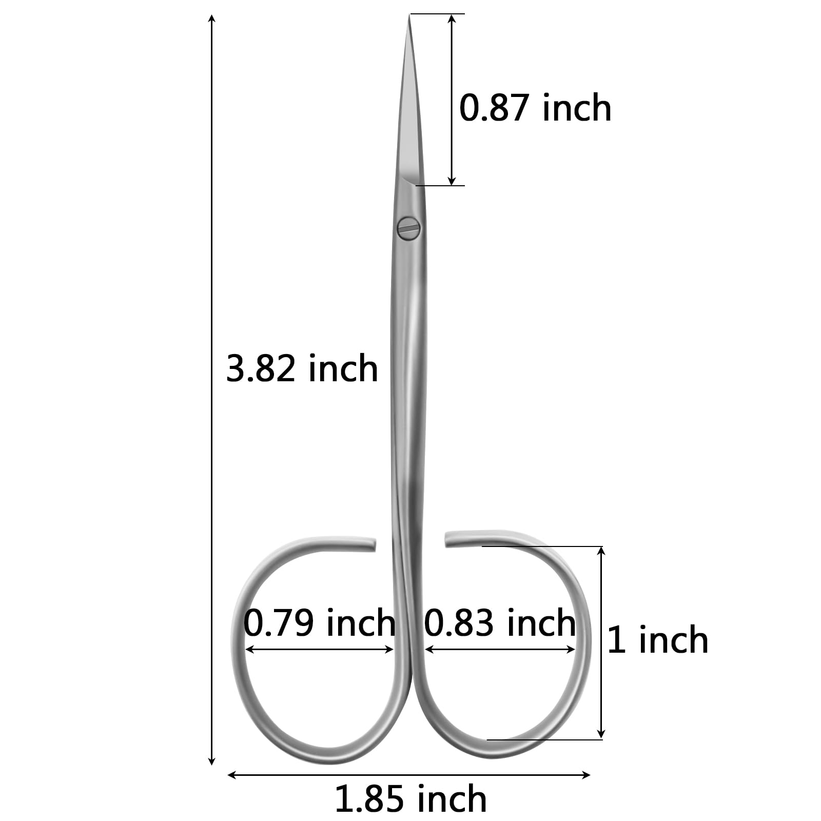 CGBE Curved Manicure Scissors showing the extra fine pointed tips.