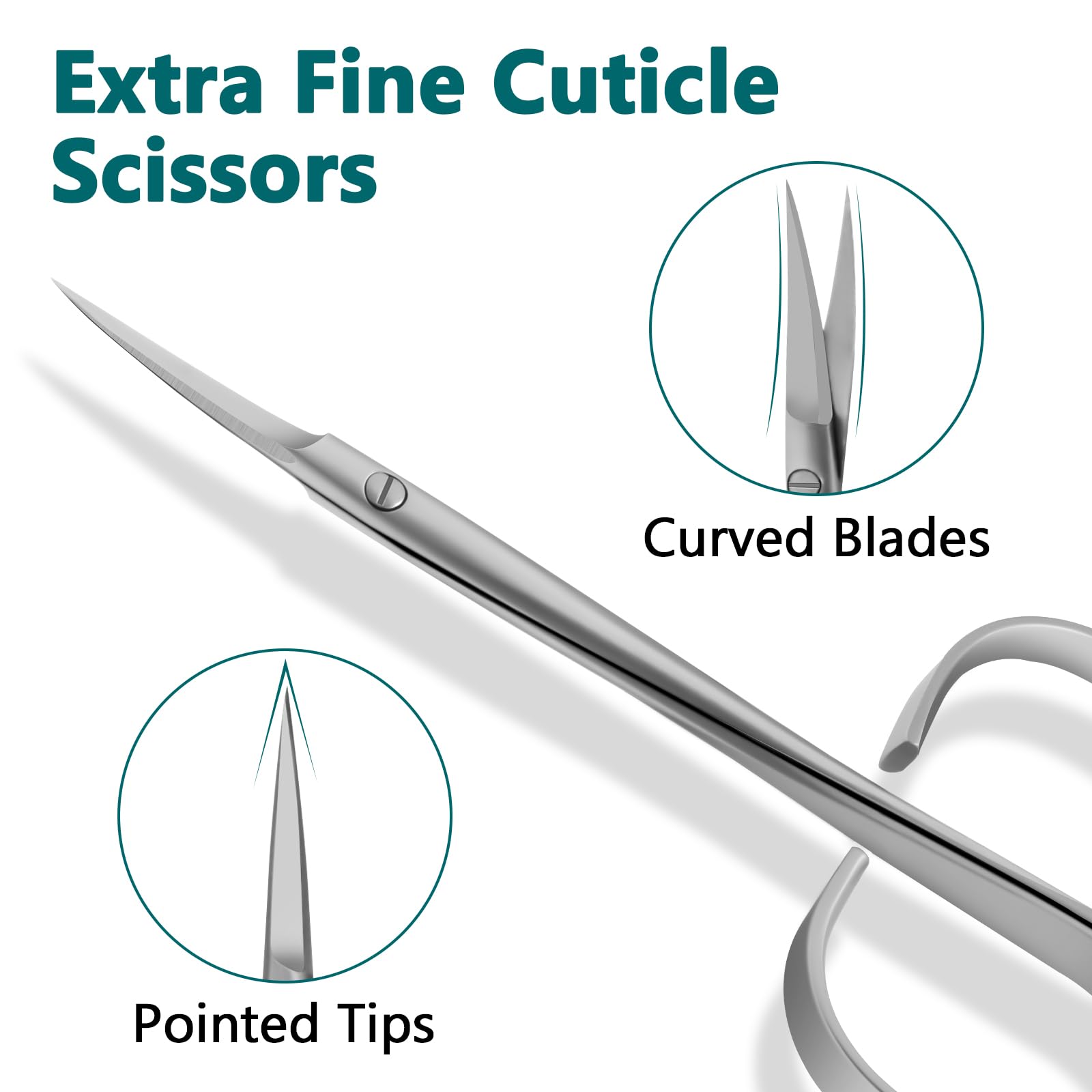 Close up view of the ergonomic handles on the CGBE eyebrow scissor.