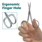 CGBE stainless steel beauty tool trimming cuticles with curved blade.