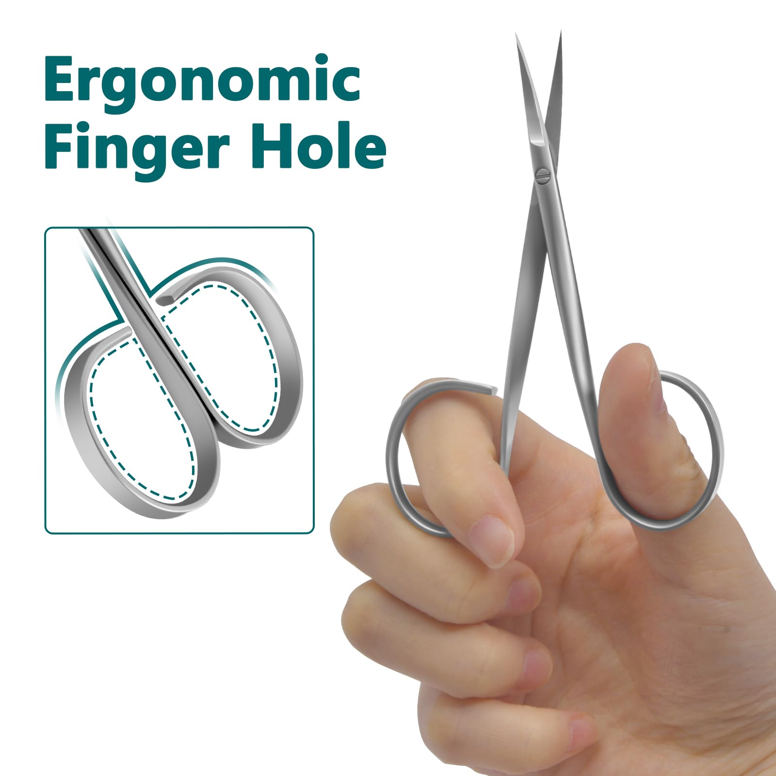 CGBE stainless steel beauty tool trimming cuticles with curved blade.