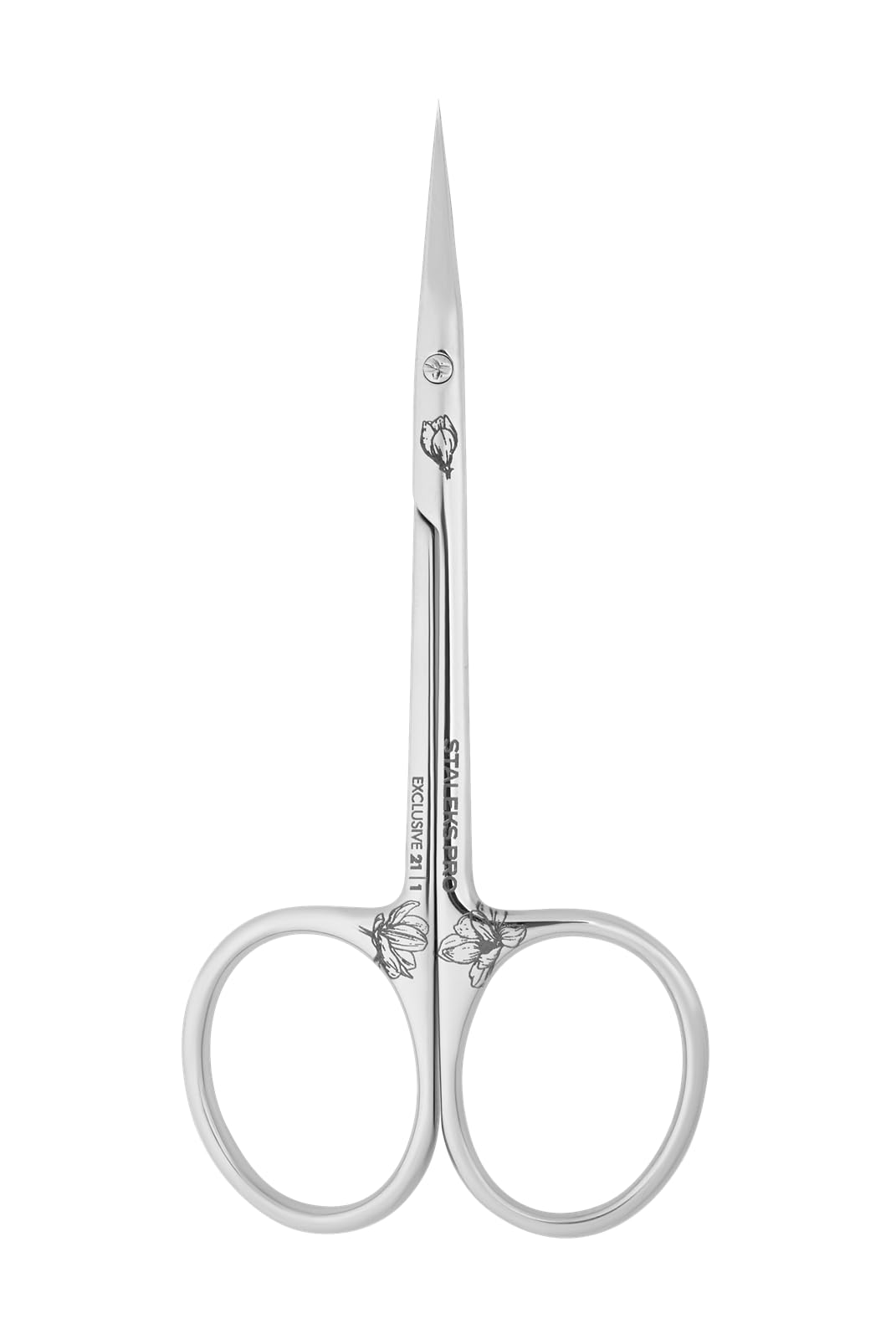 STALEKS PRO hook shaped professional nail scissors blade close up profile