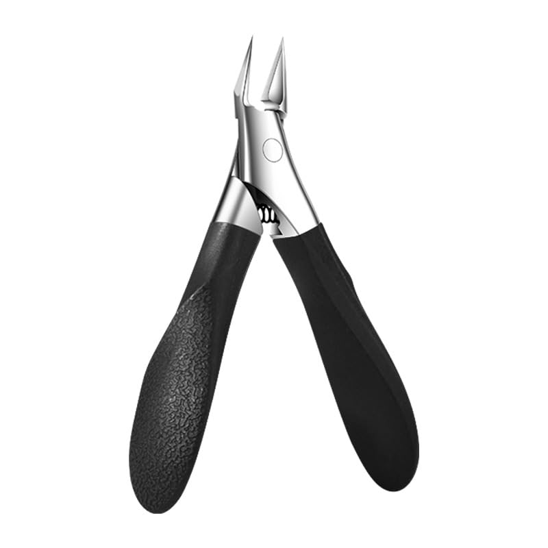 Close up shot of the heavy duty podiatrist nail cutter jaw showcasing the twenty five degree curved blade angle.