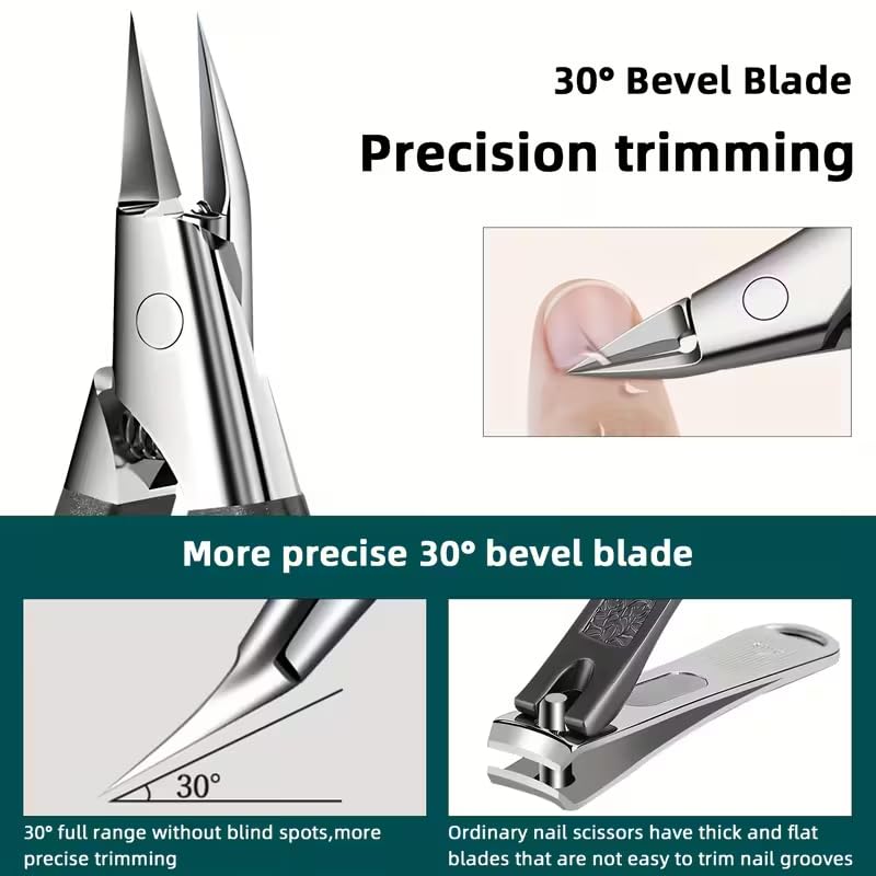 Ergonomic long handle of the thick toenail trimmer showing the soft non slip grip texture for senior care.