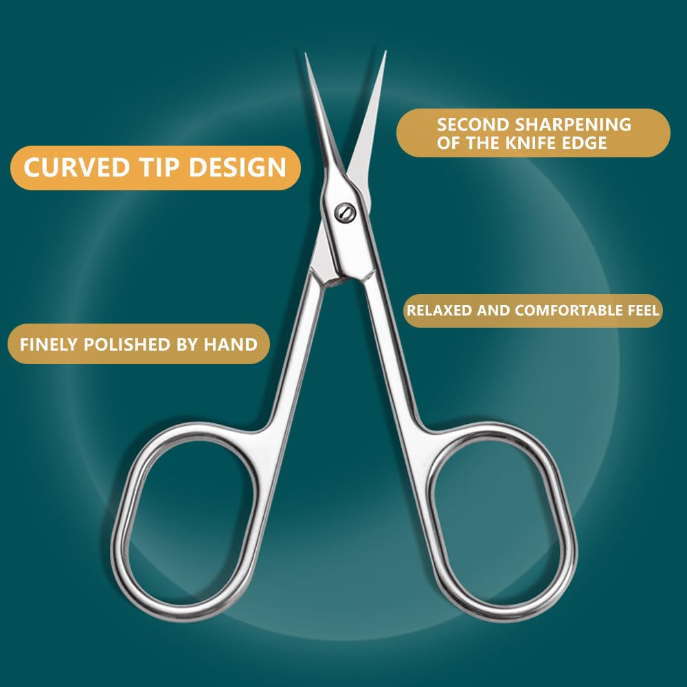 Close up of the extra fine pointed tips on the professional manicure scissors.