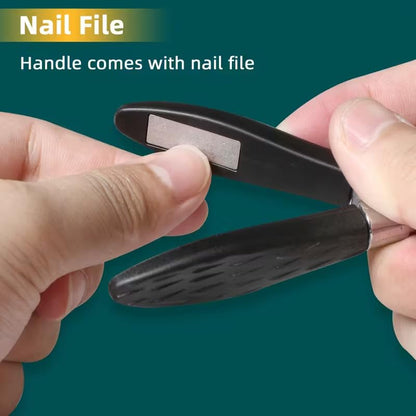 Side view of the professional podiatrist grooming tool demonstrating the wide one inch jaw opening capability.