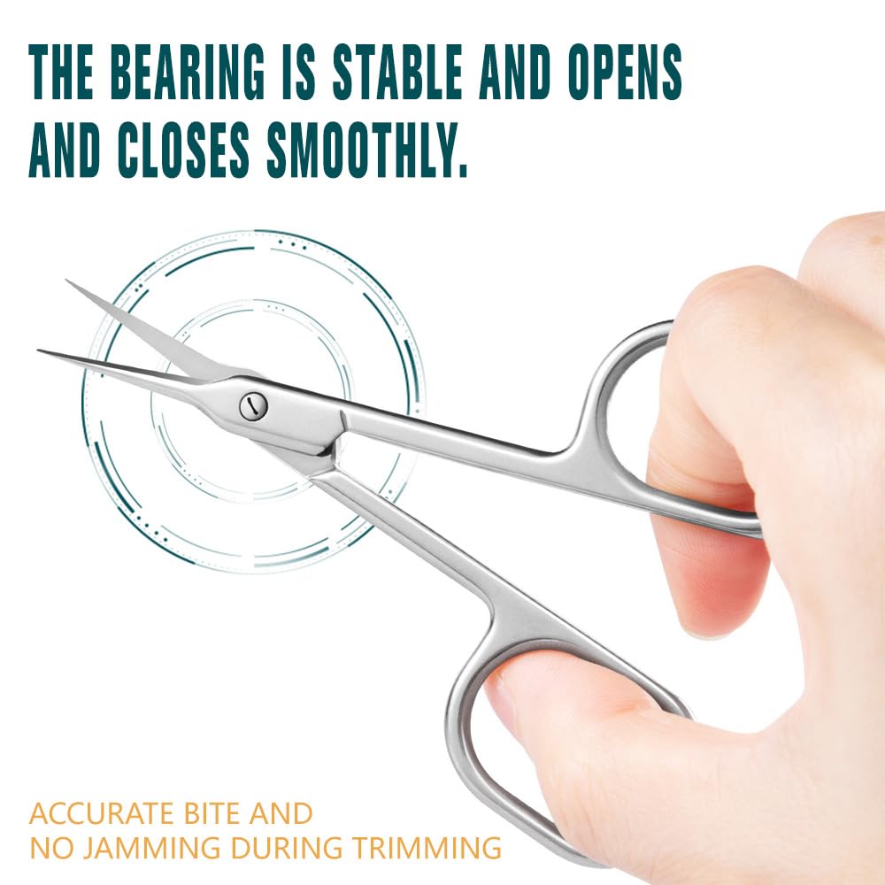 Ergonomic silver loops of the professional grooming scissors for comfortable finger grip.