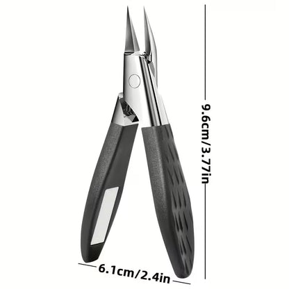 Premium heavy duty toenail clipper package contents including the single piece black ergonomic personal care trimmer.