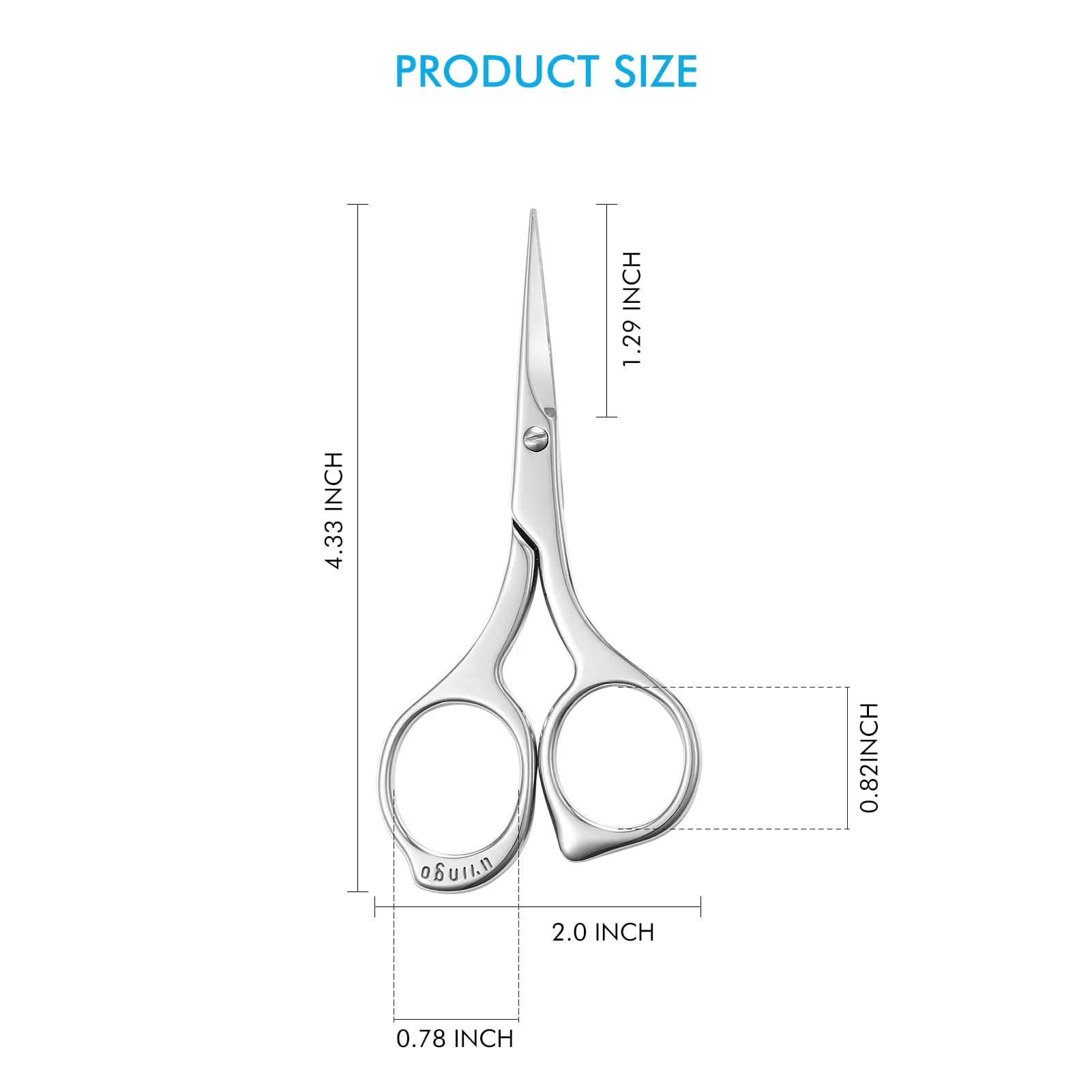 LIVINGO manicure shears close up highlighting the fine pointed tip for cuticle trimming.