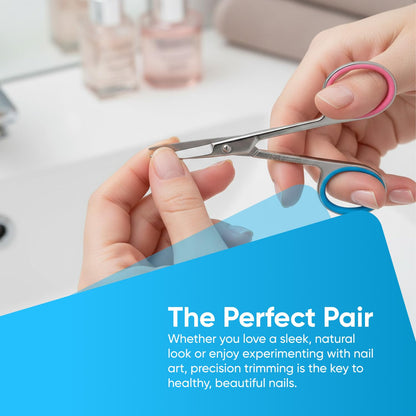 YNR precision curved grooming scissors being used for detailed cuticle care.