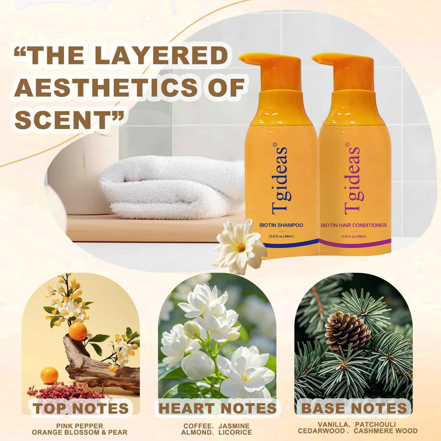 Back view of Tgideas shampoo and conditioner showing ingredient details