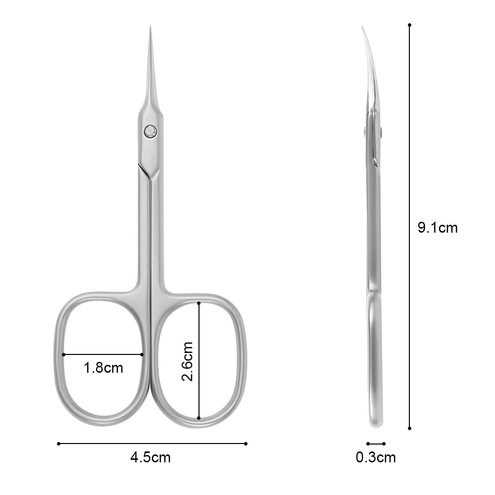 AOMIG multi purpose small beauty scissors close up detailing the extra fine pointed tips