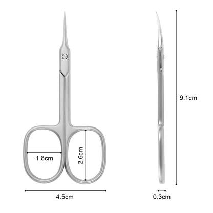 AOMIG multi purpose small beauty scissors close up detailing the extra fine pointed tips