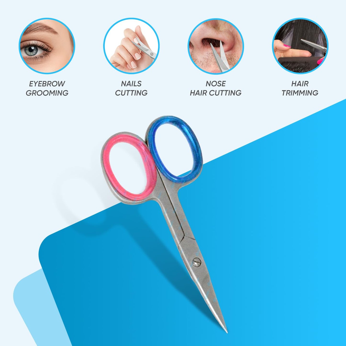 YNR rust free stainless steel nail scissors angled view detailing the premium polish.