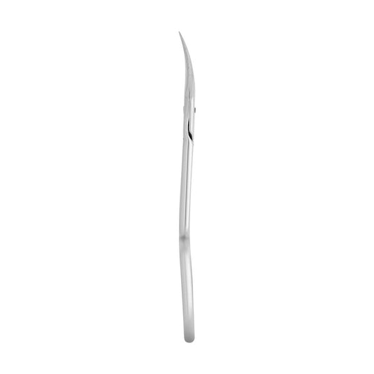 Close up of the slim curved blades of Staleks Pro Expert 22 Type 1 professional scissors