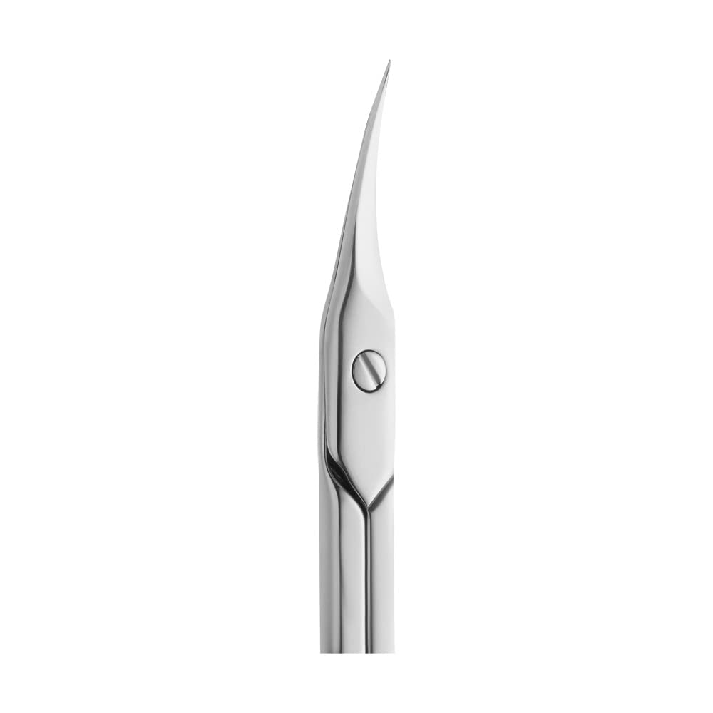Staleks Pro Expert 22 Type 1 cuticle scissors showcasing polished silver finish and reversed rivet design