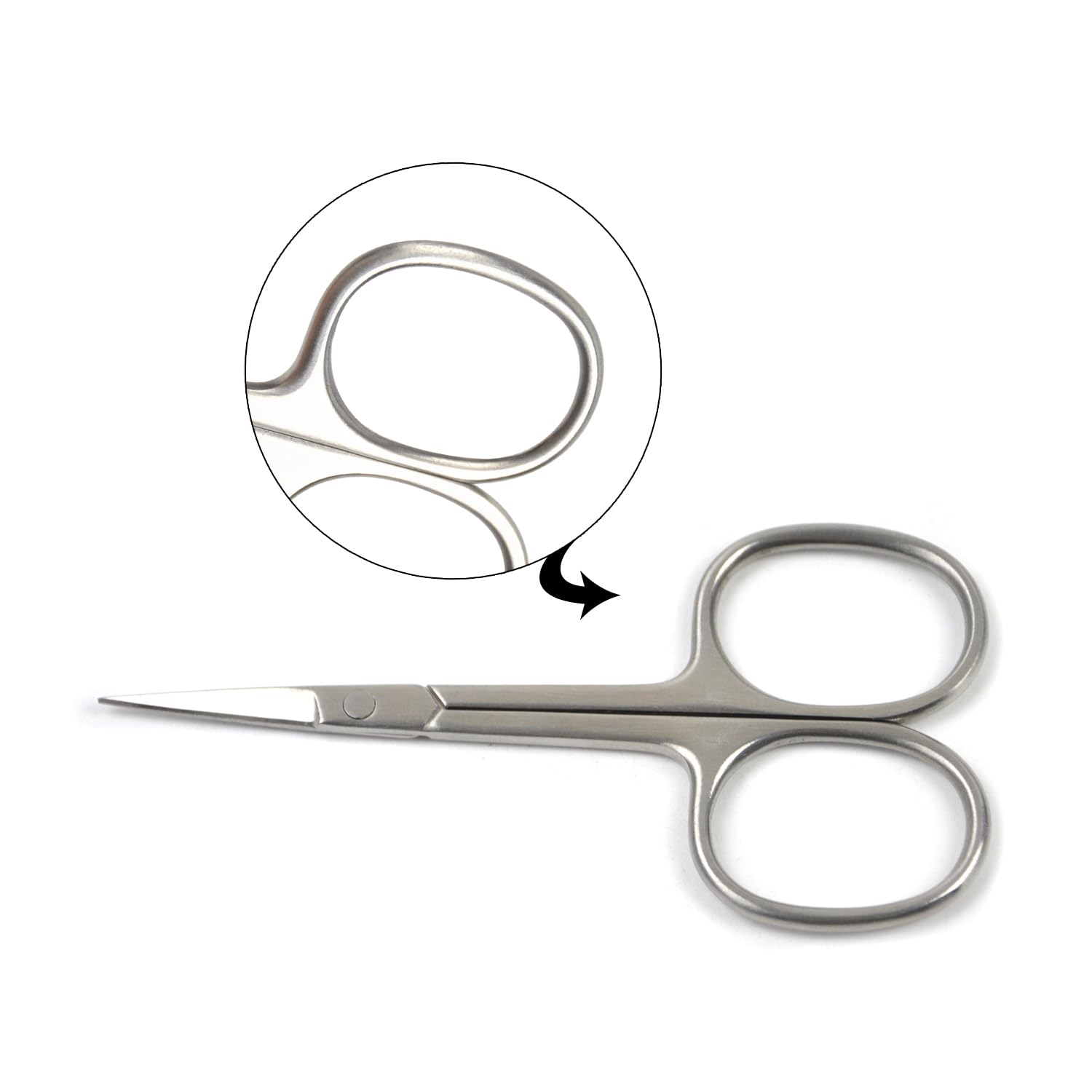 Close up view of the ergonomic handles on the Ideal Tek grooming scissors
