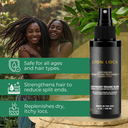 Side view of Lion Locs rosewater mist for dreadlocks