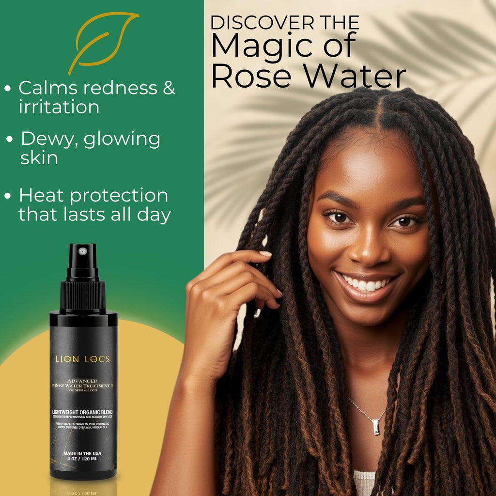 Beard Gains Lion Locs moisturizing spray side profile showing ingredients