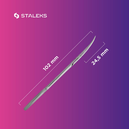 Full length product view of the corrosion resistant Staleks Exclusive 22 Type 1 Magnolia scissors for salon use.
