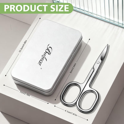 Baluca personal care grooming set showing the compact travel case and curved blade scissors.
