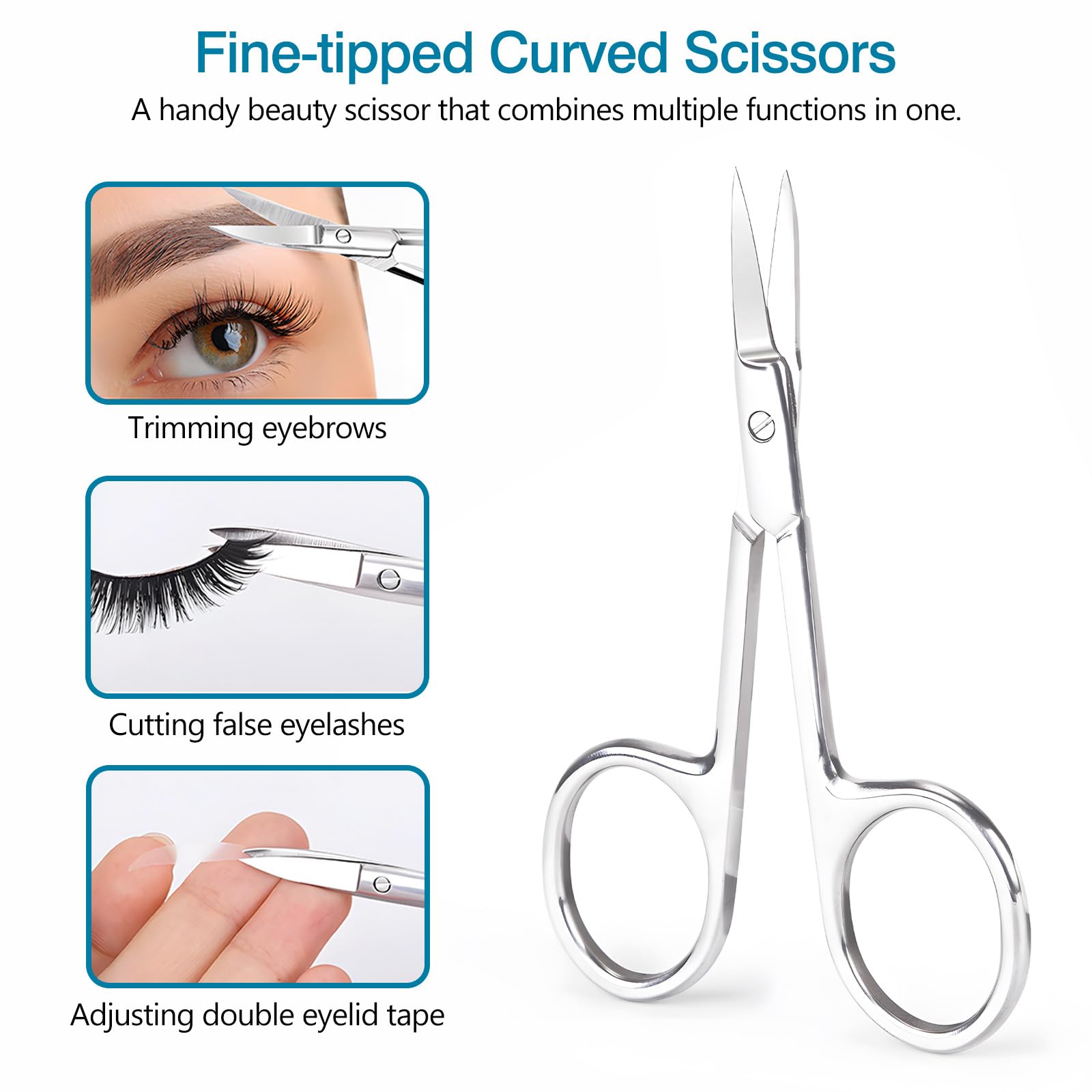 Ergonomic finger loops and compact grip design of the kootinn professional beauty scissors.