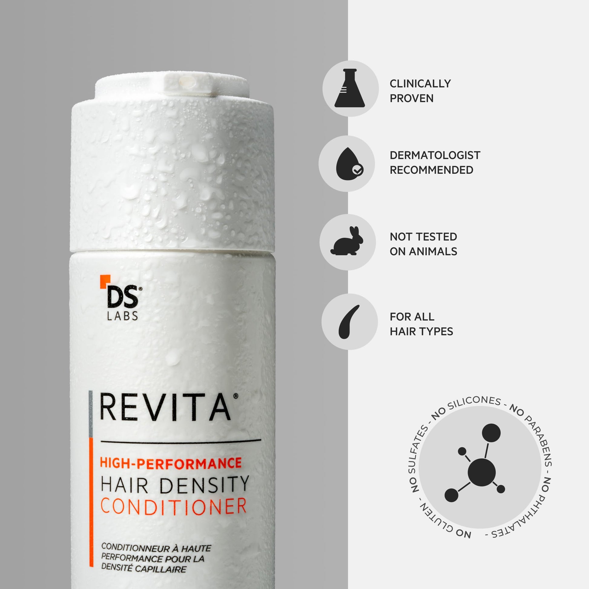 DS Labs Revita caffeine and biotin infused volumizing conditioner back label instructions