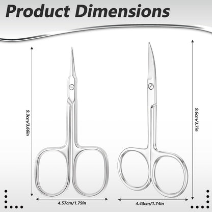 Two pack of professional silver nail scissors showcasing the ultra thin pointed tips for precise dead skin removal.