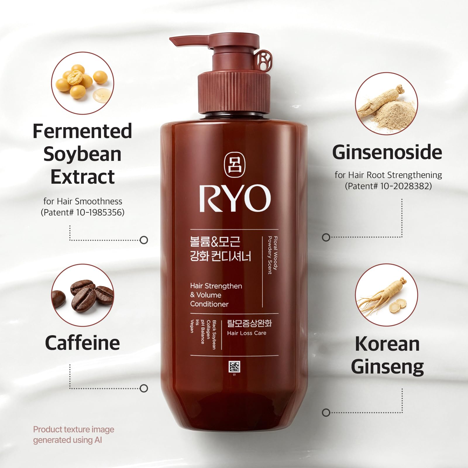Texture of Ryo Korean Ginseng and caffeine hair conditioner