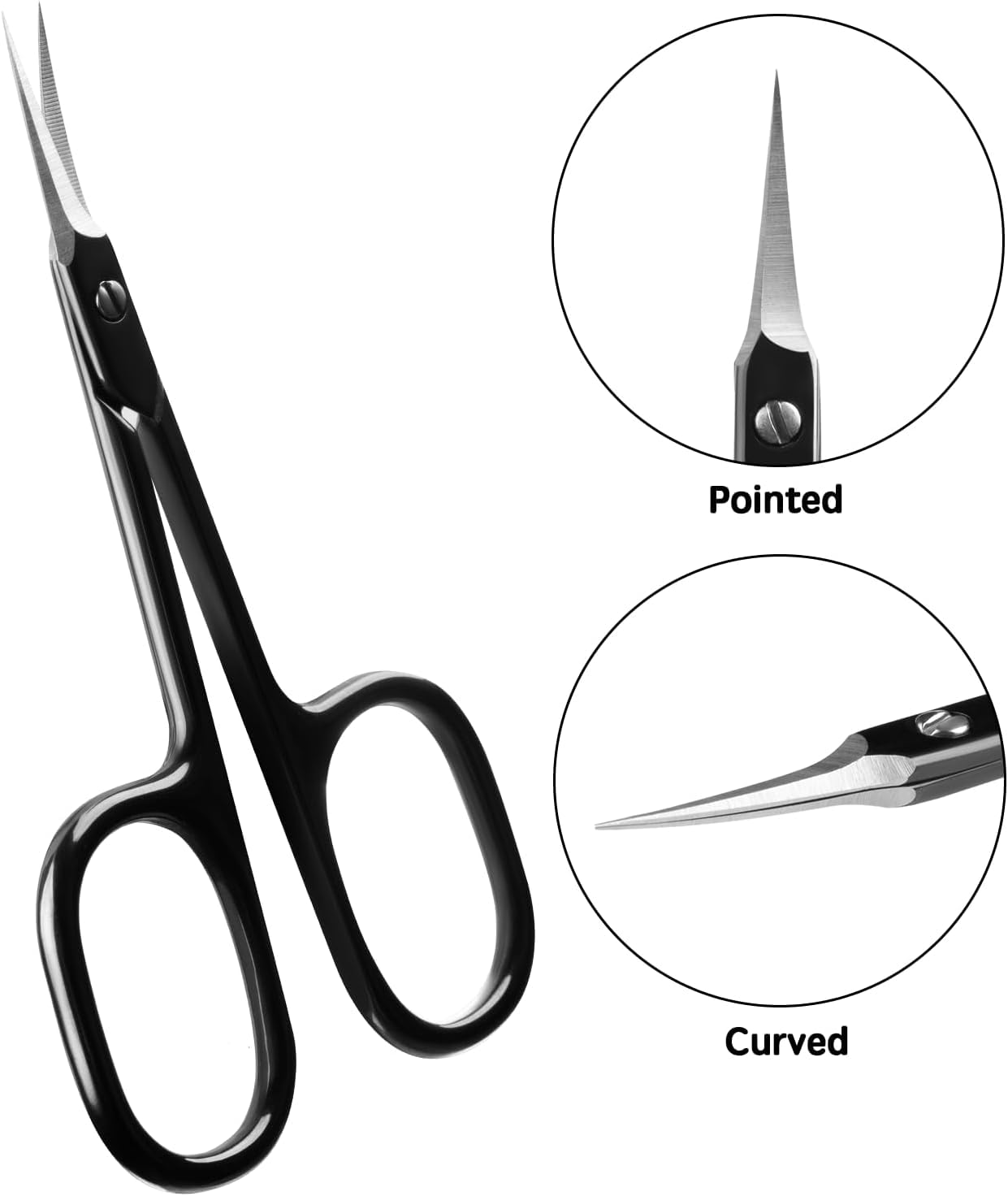 Velodios black stainless steel manicure scissors for cuticle removal