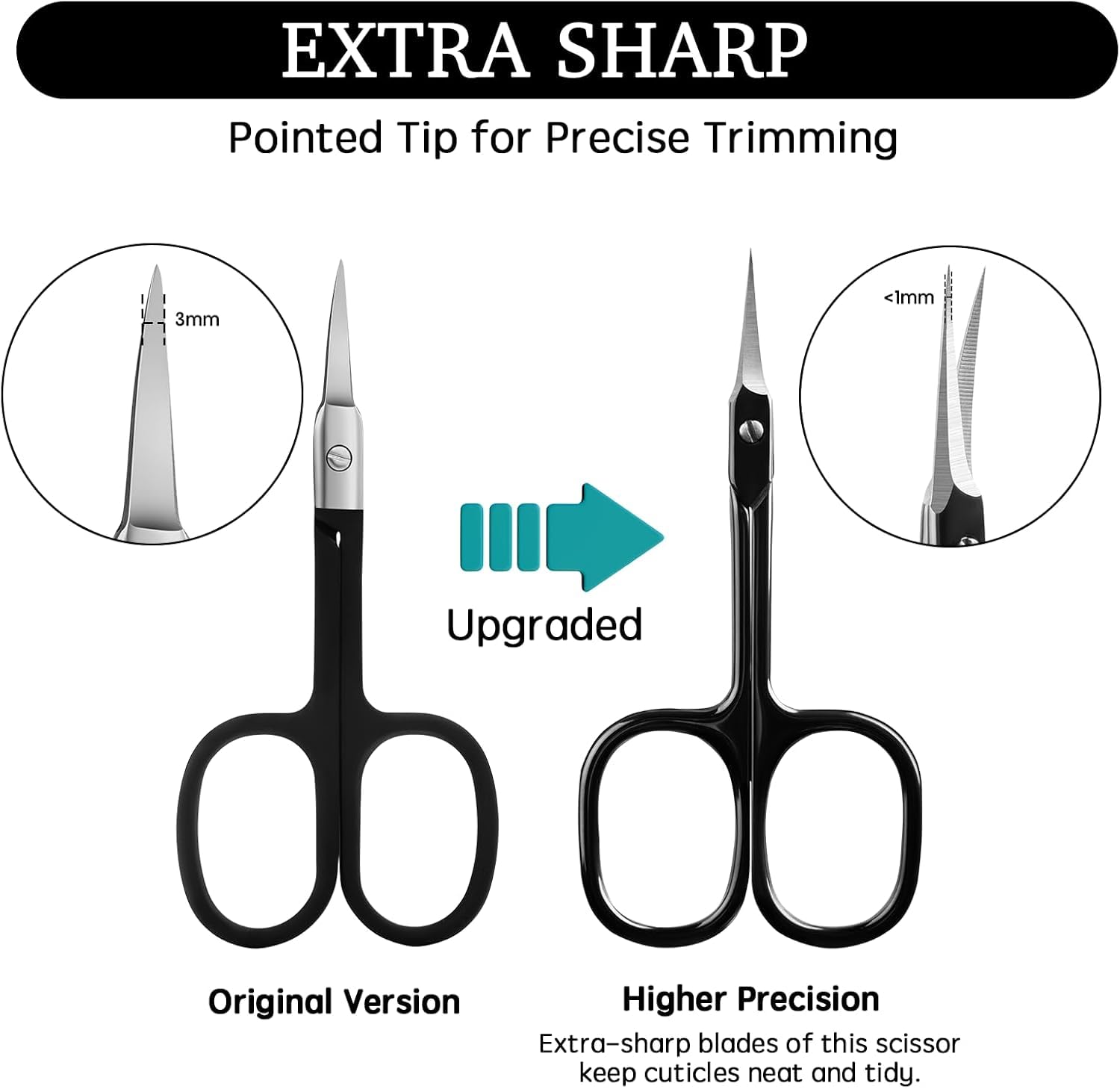 Velodios precision eyebrow and eyelash trimming scissors angled view
