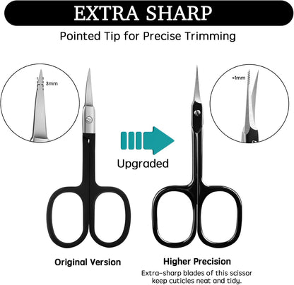 Velodios precision eyebrow and eyelash trimming scissors angled view