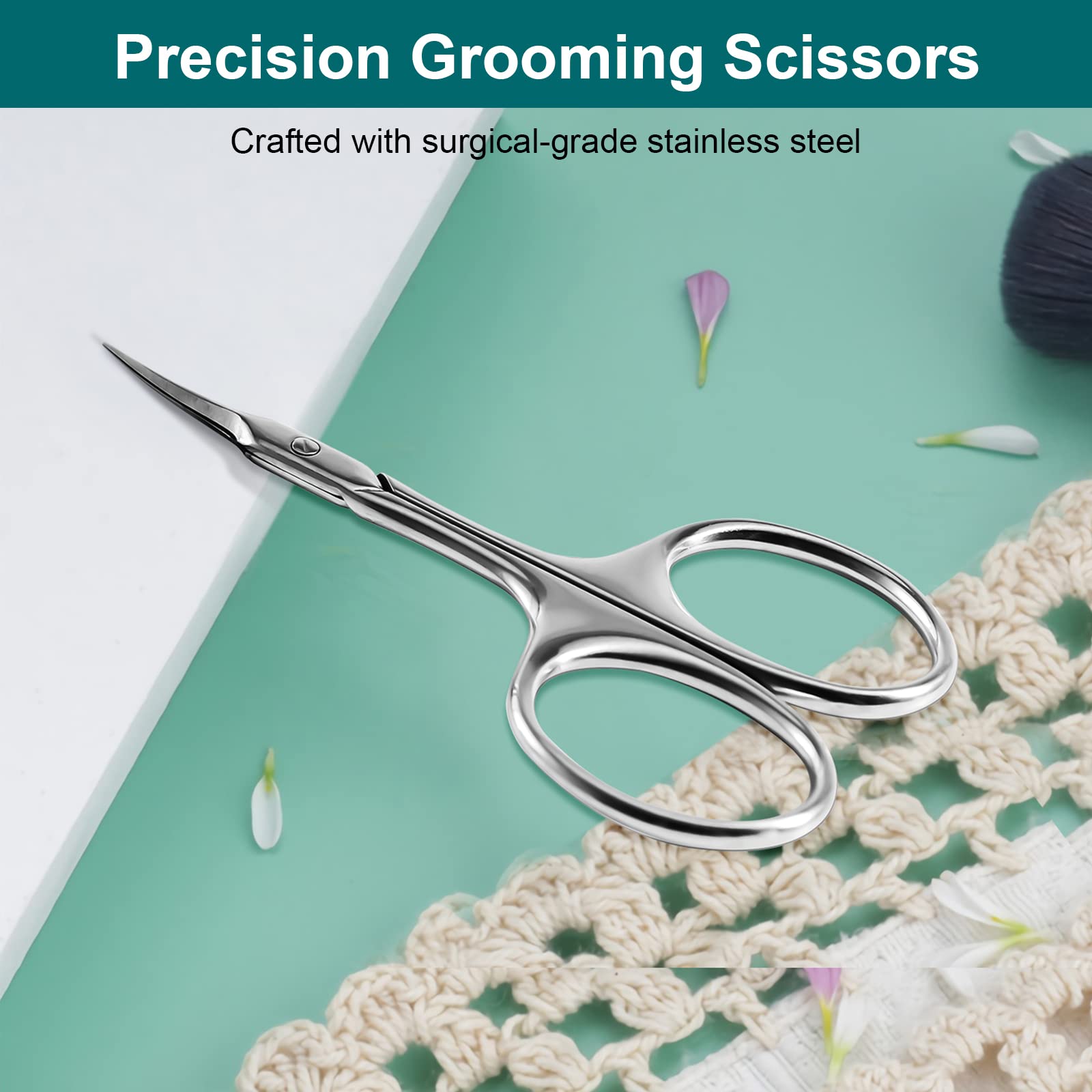 Side angle view highlighting the precise curvature of the professional grooming tool.