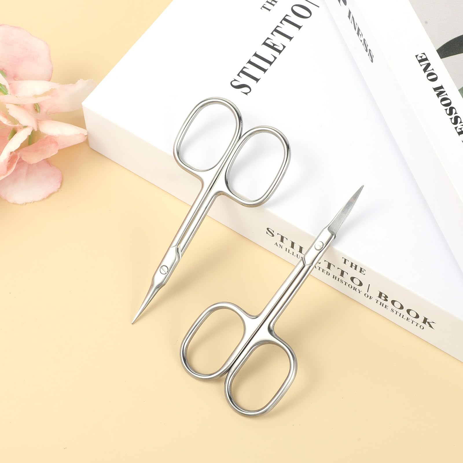 Premium rust resistant manicure and pedicure tool kit highlighting the polished metallic finish of the scissors.