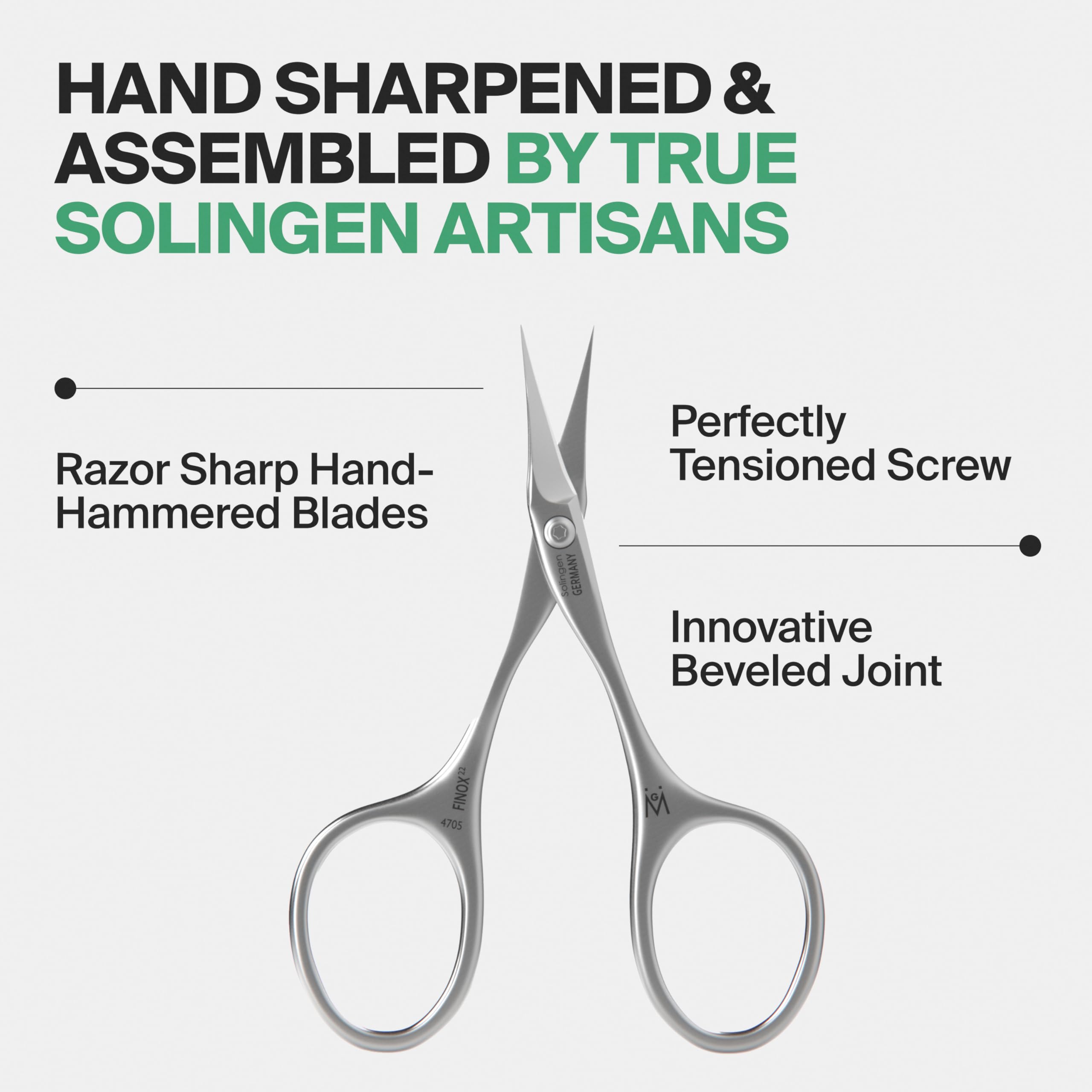 GERmanikure stainless steel matte finish nail scissors inside the open leather case.