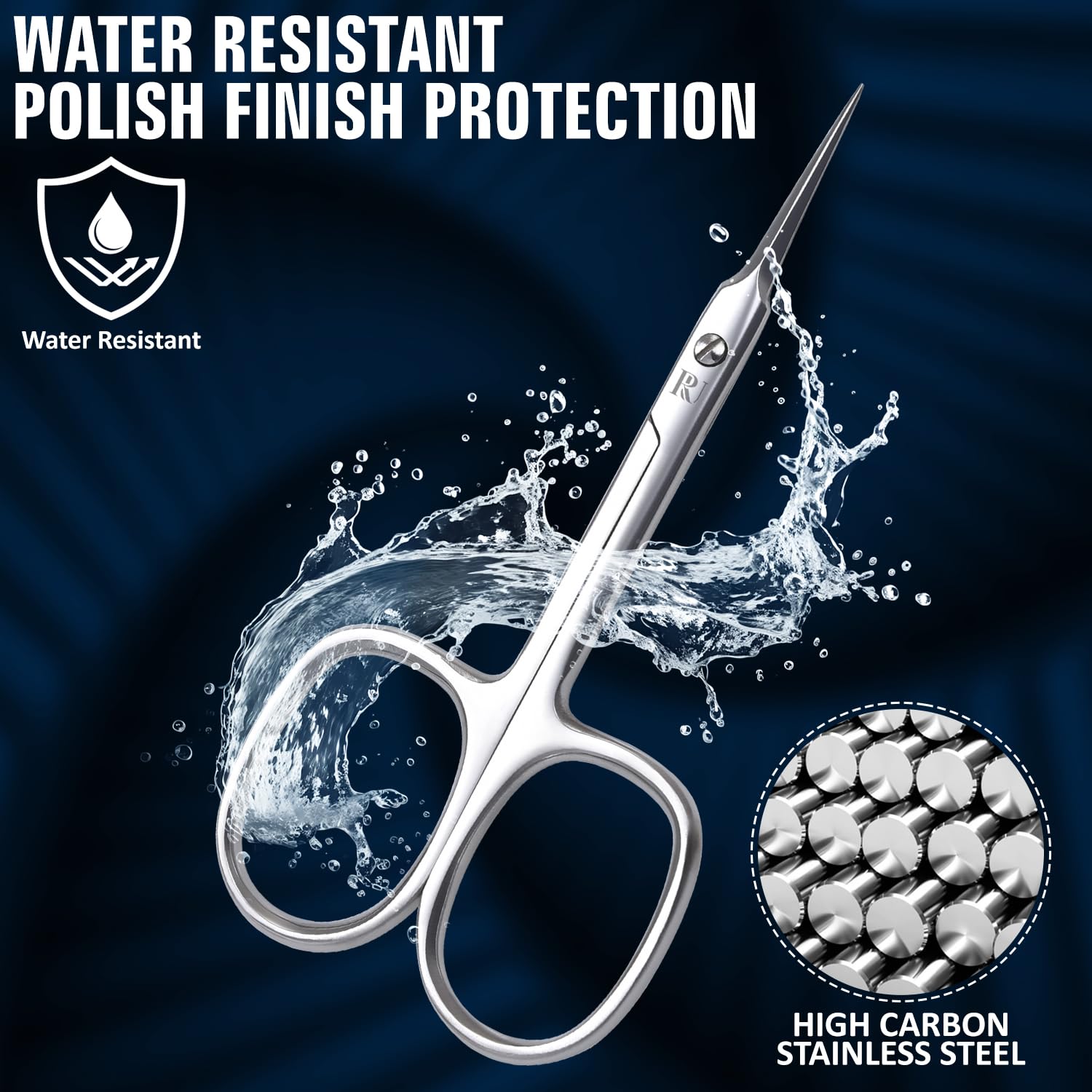 THRAU precision nail scissors showing the extra sharp straight blades close up