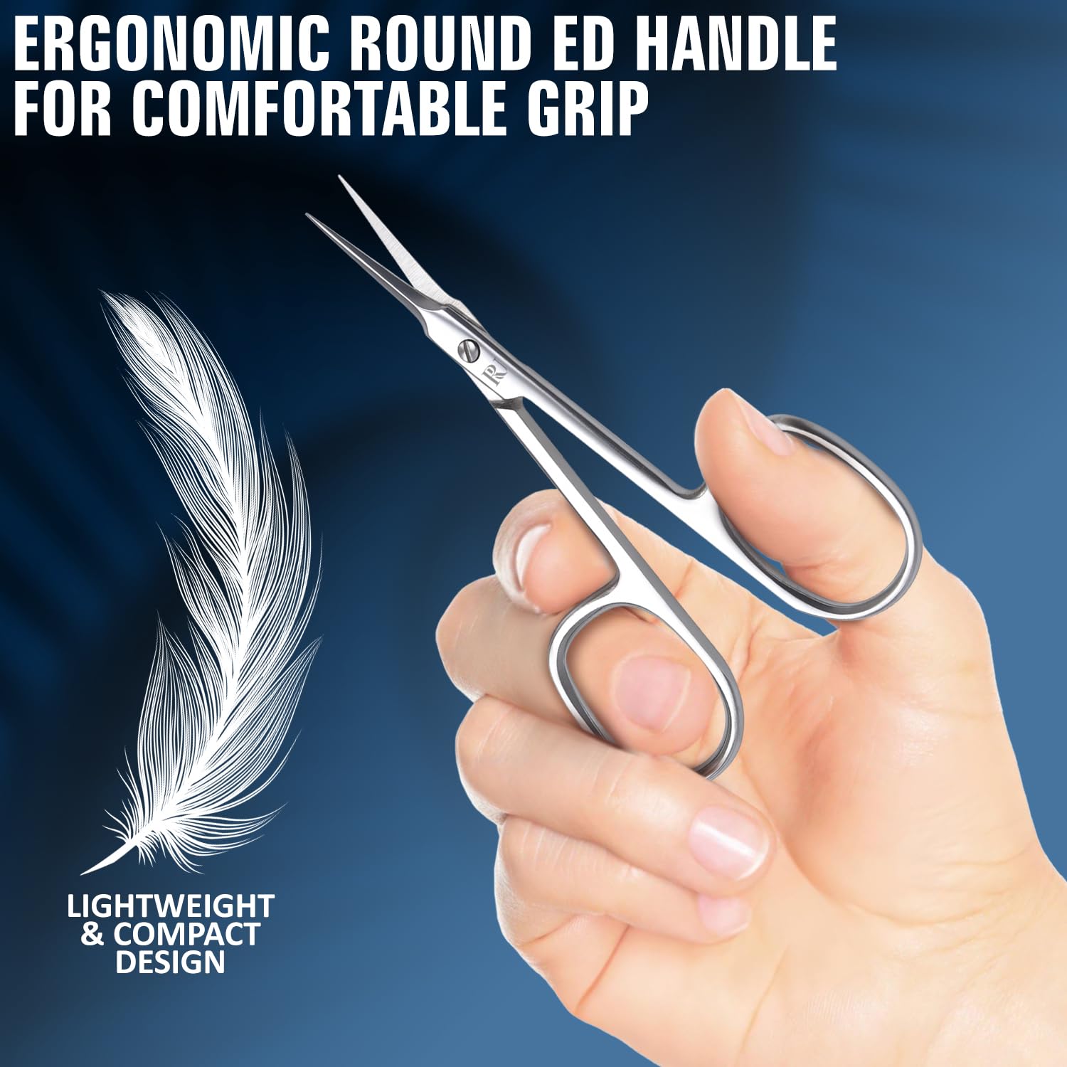 THRAU small manicure scissors highlighting ergonomic finger loops for steady control