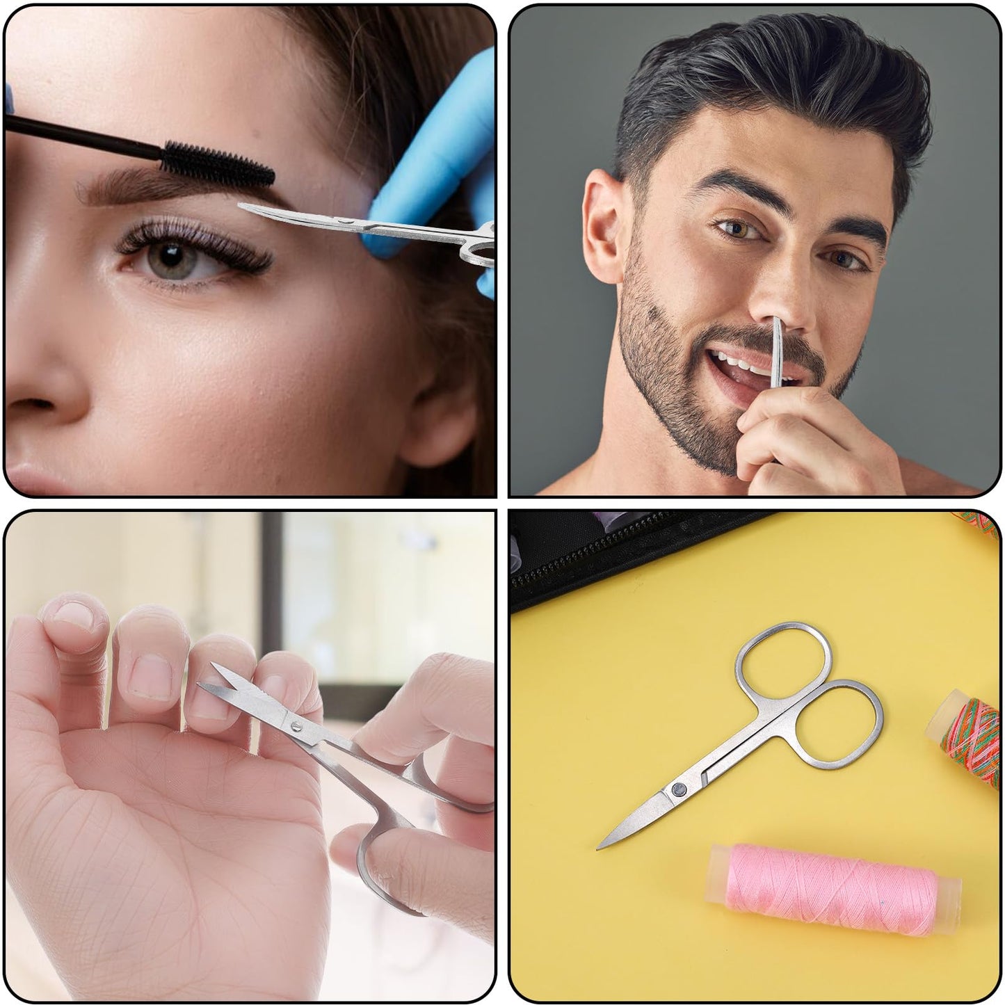 Compact multi purpose grooming shears set for mustache and beard maintenance.