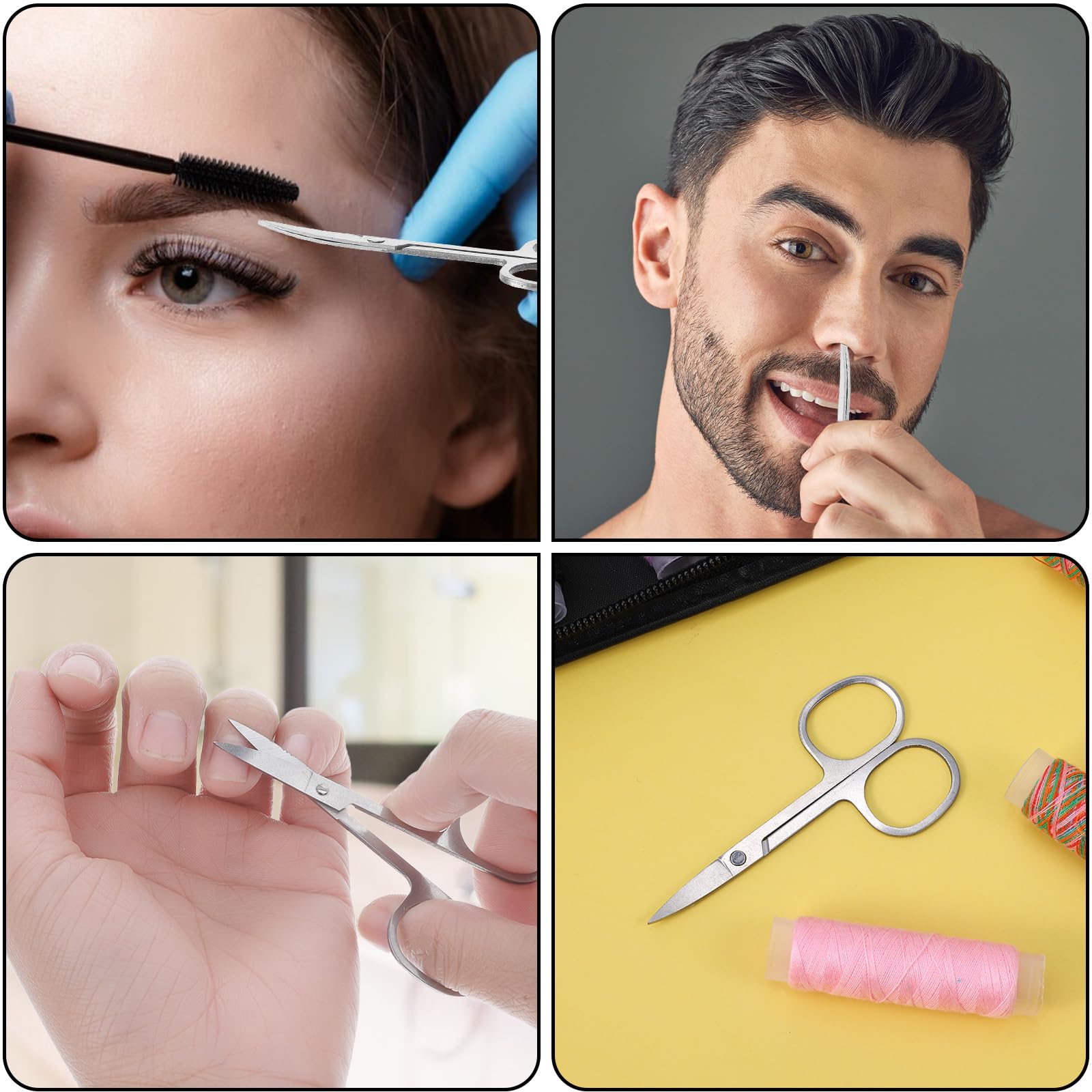 Compact multi purpose grooming shears set for mustache and beard maintenance.
