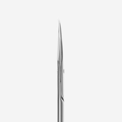 Staleks professional cuticle scissors highlighting the 25 mm tapered thin blade design.