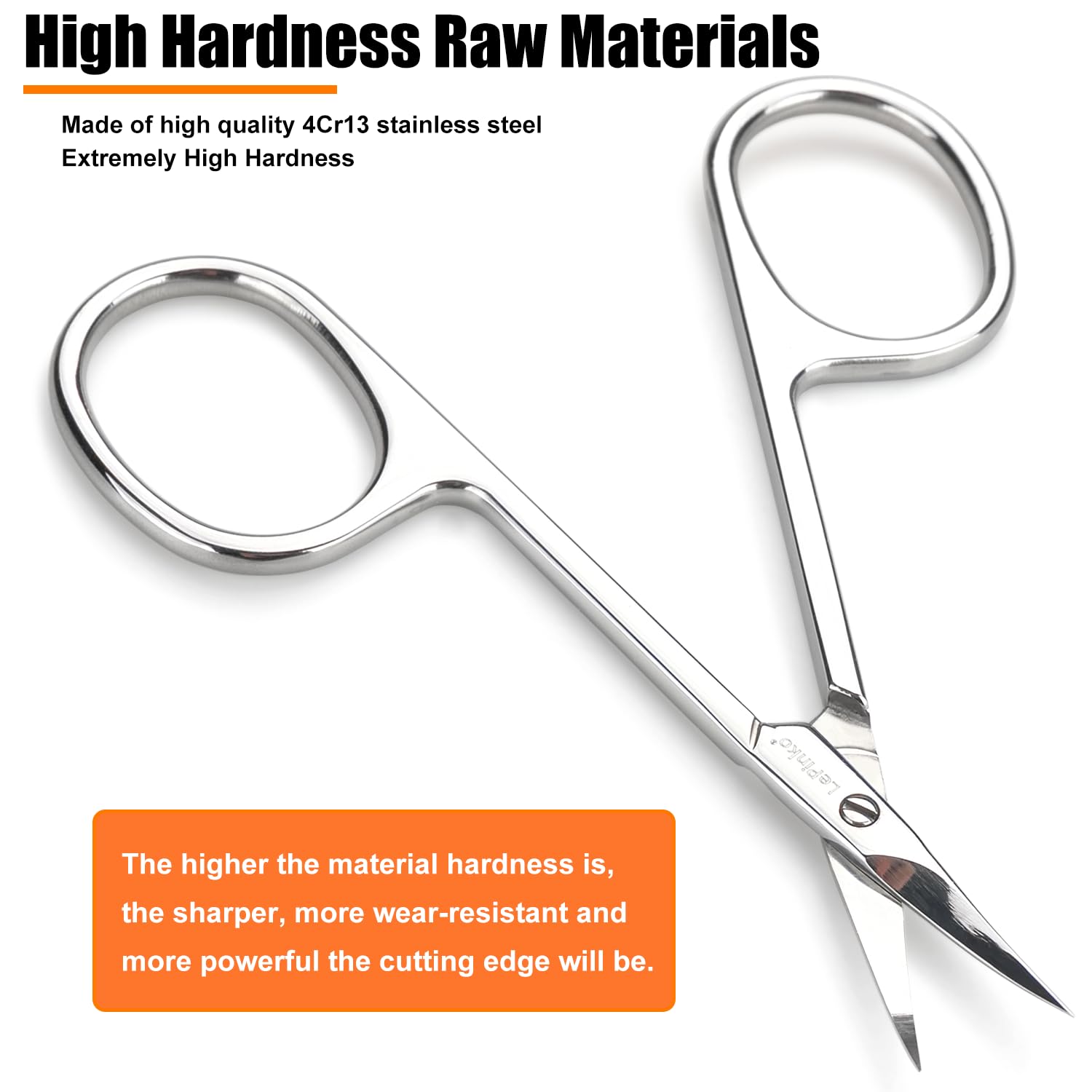LePinko professional cuticle scissors close up of the ultra thin precision curved short blades.