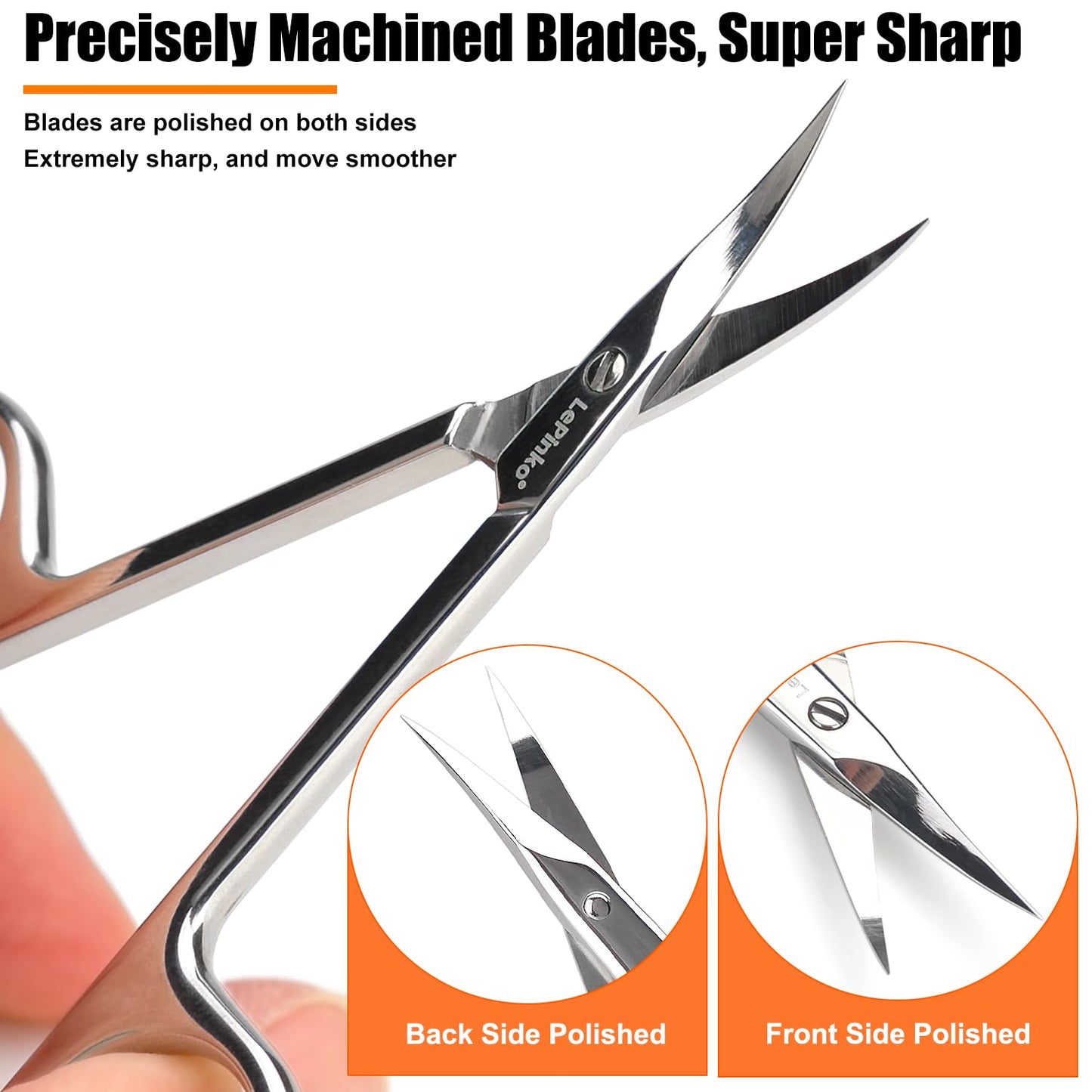 LePinko professional cuticle scissors securely placed inside the included protective storage case.