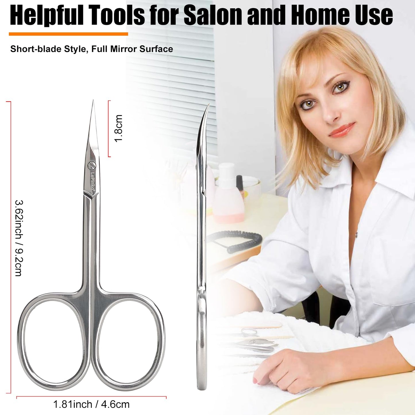 LePinko professional cuticle scissors showing the high quality alignment screw mechanism.